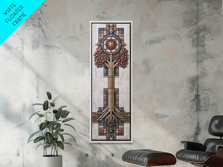 Geometric Tree of Life Framed Canvas Print, Sacred Geometry Art, Minimalist Decor, Living Room Decor, Abstract Art, Geometry, SGA-1x3-3