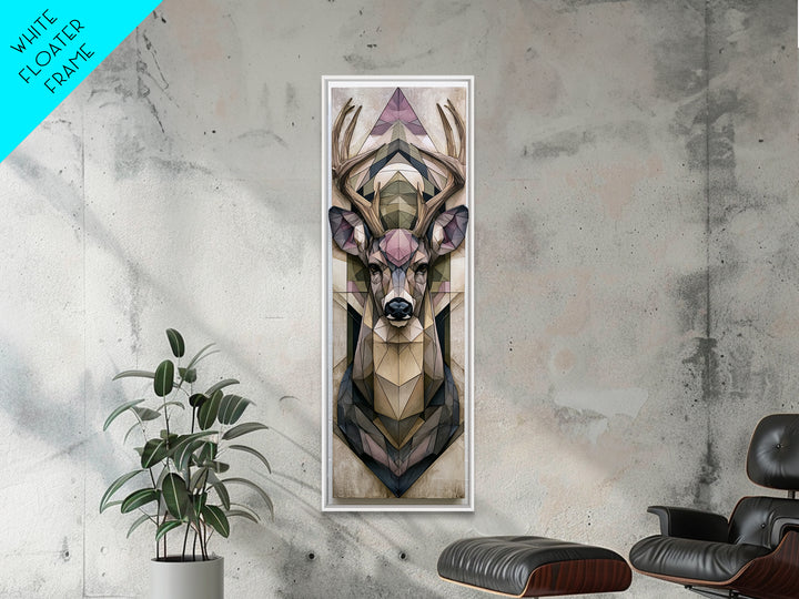 Sacred Deer Formed from Geometric Facets Canvas Print, Sacred Geometry Art, Large Wall Art, Living Room Decor, Geometry, SGA-1x3-43