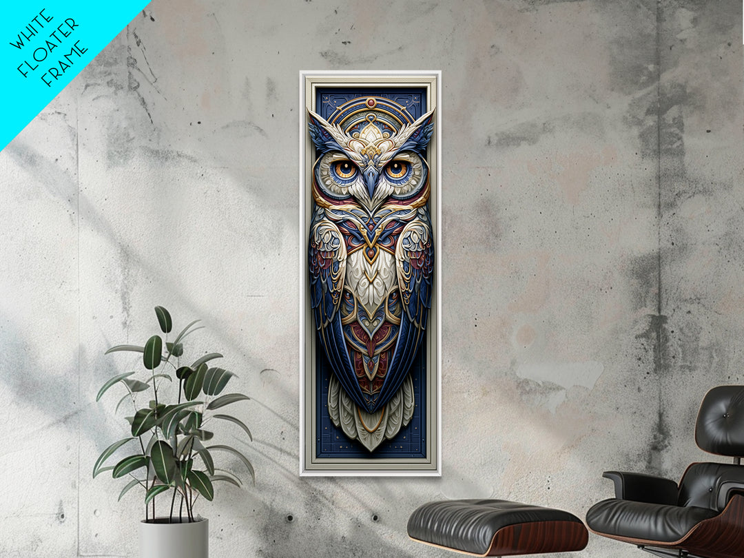 Sacred Owl Formed from Symmetrical Linework Canvas Print, Sacred Geometry Art, Sacred Geometry, Living Room Decor, Geometry, SGA-1x3-54