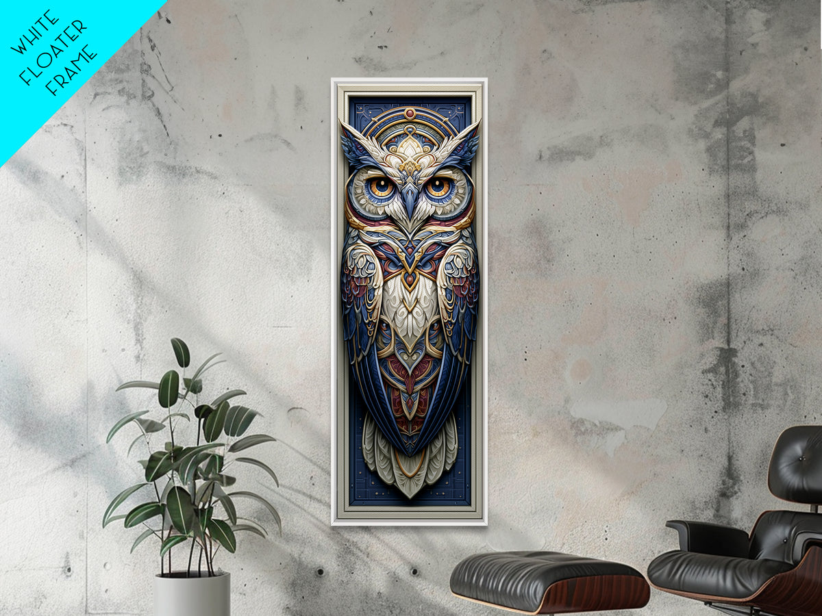 Sacred Owl Formed from Symmetrical Linework Canvas Print, Sacred Geometry Art, Sacred Geometry, Living Room Decor, Geometry, SGA-1x3-54