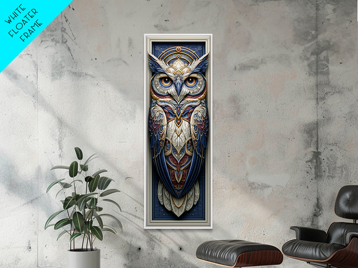 Sacred Owl Formed from Symmetrical Linework Canvas Print, Sacred Geometry Art, Sacred Geometry, Living Room Decor, Geometry, SGA-1x3-54