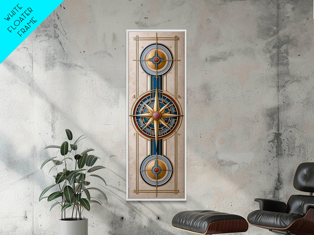 Gold Line Compass Mandala on Parchment Canvas Print, Sacred Geometry Art, Modern Decor, Living Room Decor, Fine Art, Geometry, SGA-1x3-57