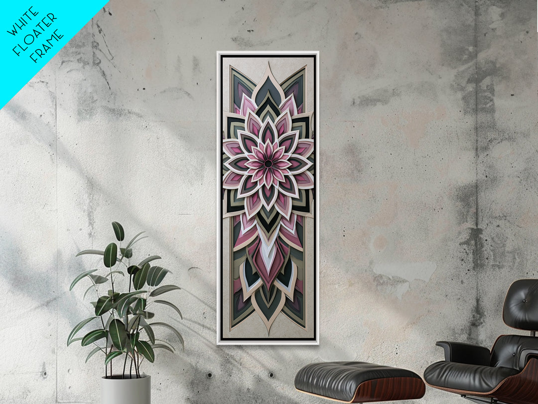 Mandala Lotus with Precise Radial Symmetry Canvas Print, Sacred Geometry Art, Gallery Decor, Living Room Decor, Geometry, SGA-1x3-62