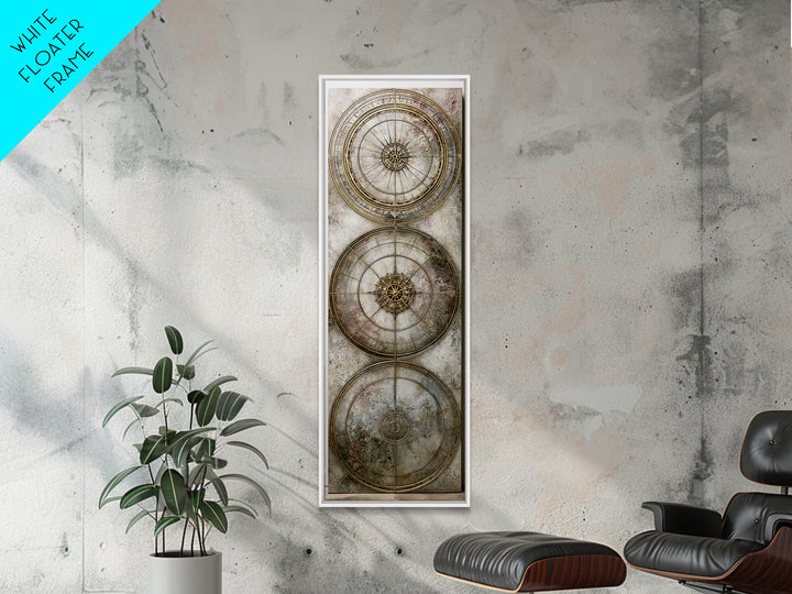 Gold Line Compass Mandala on Parchment Canvas Print, Sacred Geometry Art, Gallery Decor, Living Room Decor, Abstract Art, SGA-1x3-9