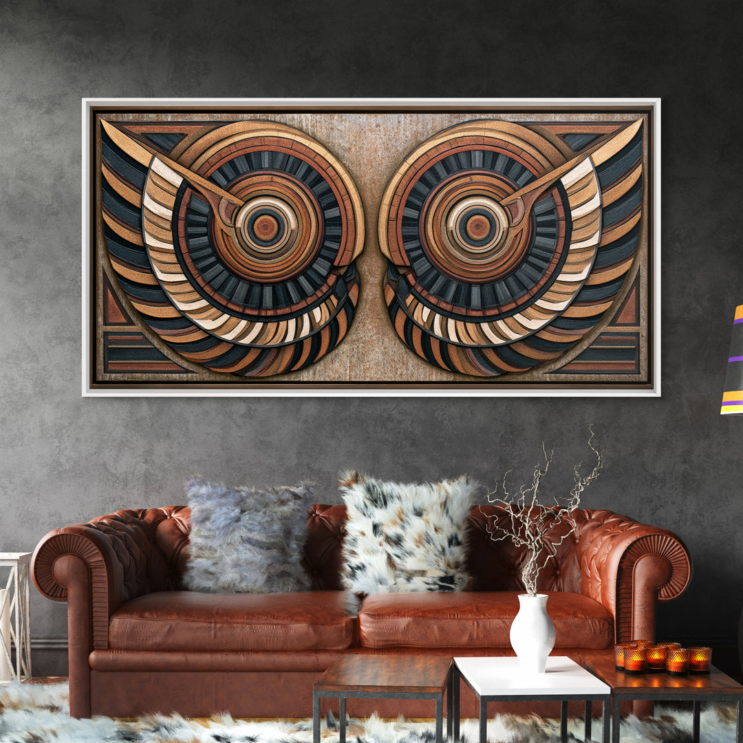 Angel Wings Built from Symmetrical Arcs Framed Canvas Print, Sacred Geometry Art, Printable, Living Room Decor, Geometry, SGA-2x1-43