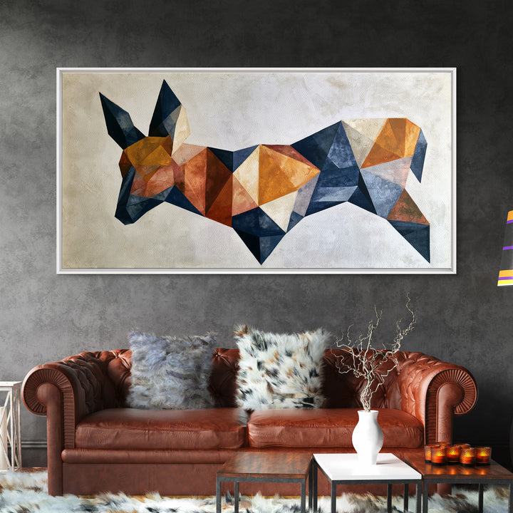 Sacred Deer Formed from Geometric Facets Framed Canvas Print, Sacred Geometry Art, Wall Art Print, Living Room Decor, Geometry, SGA-2x1-51
