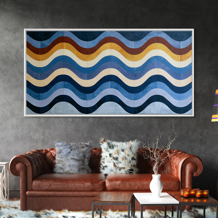 Geometric Wave Pattern Canvas Print, Sacred Geometry Art, Textured Painting, Living Room Decor, Abstract Art, Geometry, SGA-2x1-66
