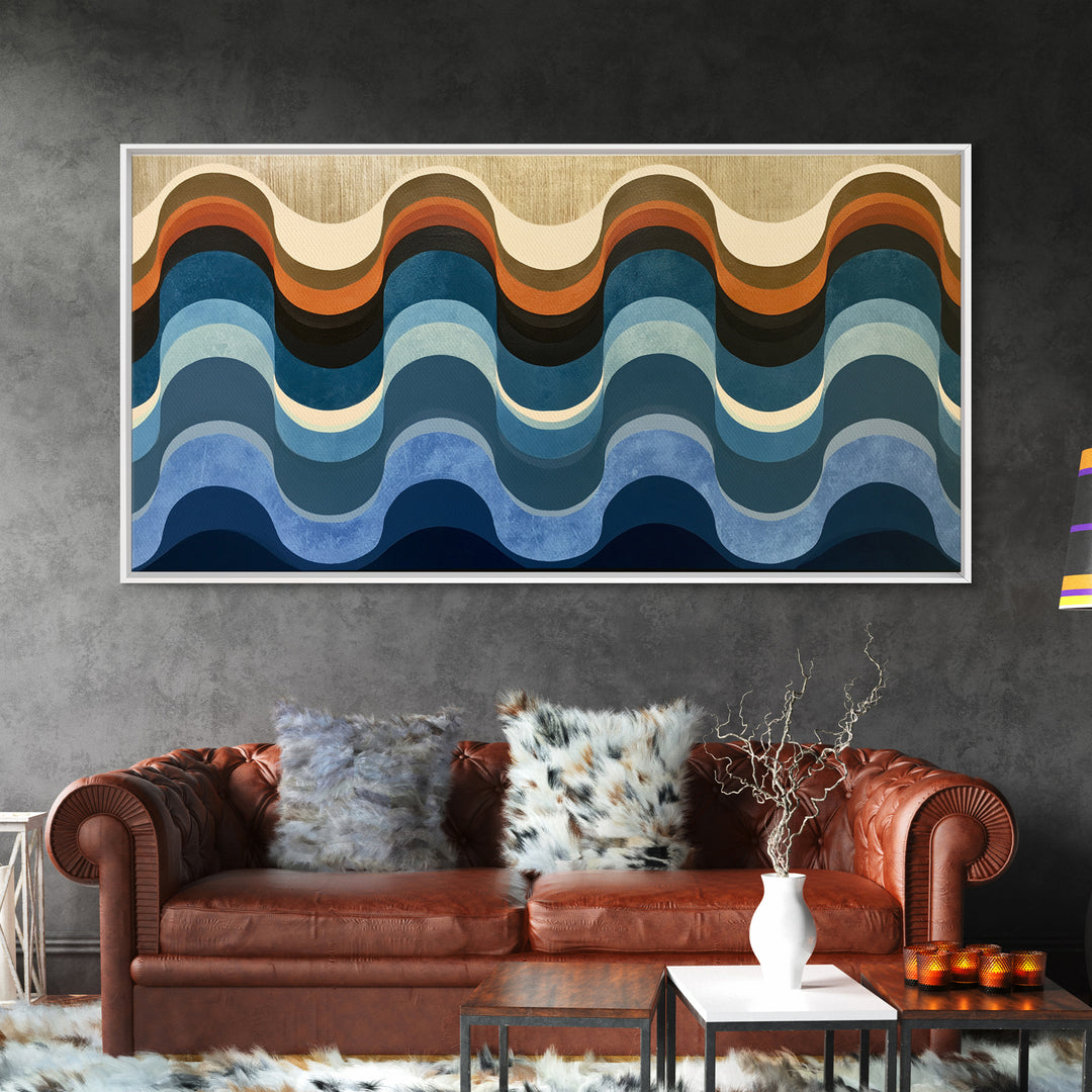 Geometric Wave Pattern Framed Canvas Print, Sacred Geometry Art, Fall Decor, Living Room Decor, Fine Art, Geometry, Boho Decor, SGA-2x1-90