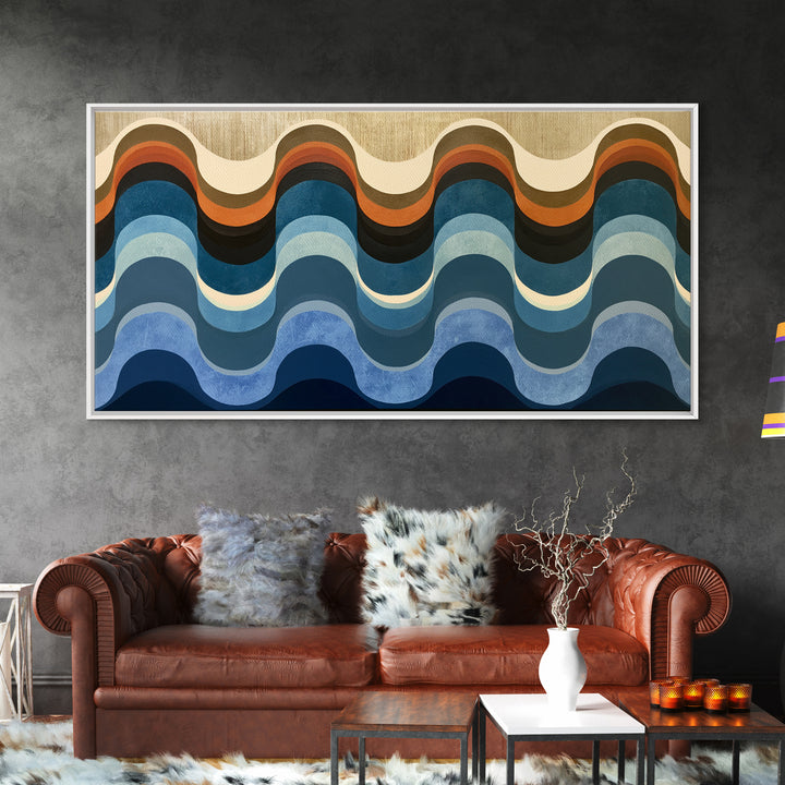 Geometric Wave Pattern Framed Canvas Print, Sacred Geometry Art, Fall Decor, Living Room Decor, Fine Art, Geometry, Boho Decor, SGA-2x1-90
