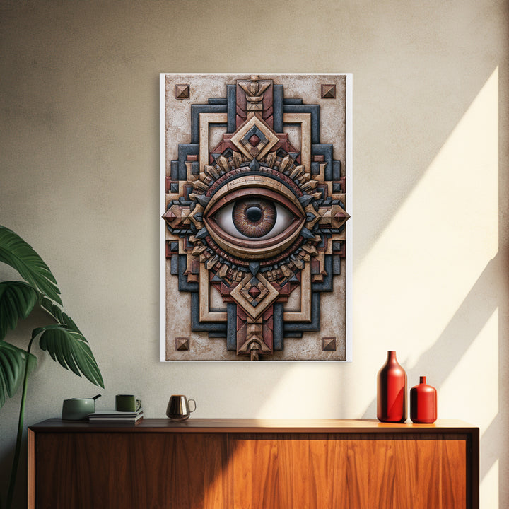 Cosmic Eye Inside Geometric Frame Framed Canvas Print, Sacred Geometry Art, Zen Home Decor, Living Room Decor, Abstract Art, SGA-2x3-3