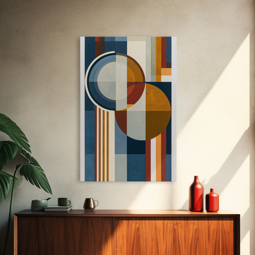 Geometric Sun and Moon Balance Design Framed Canvas Print, Sacred Geometry Art, Wabi Sabi Art, Living Room Decor, Geometry, SGA-2x3-36