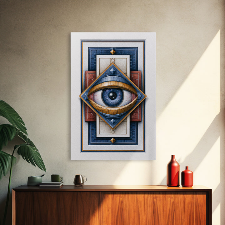 Cosmic Eye Inside Geometric Frame Framed Canvas Print, Sacred Geometry Art, Room Decor, Living Room Decor, Fine Art, Geometry, SGA-2x3-51