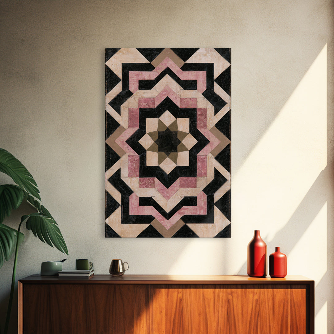 Moroccan Sacred Tile Star Pattern Canvas Print, Sacred Geometry Art, Geometric Wall Art, Living Room Decor, Geometry, SGA-2x3-8
