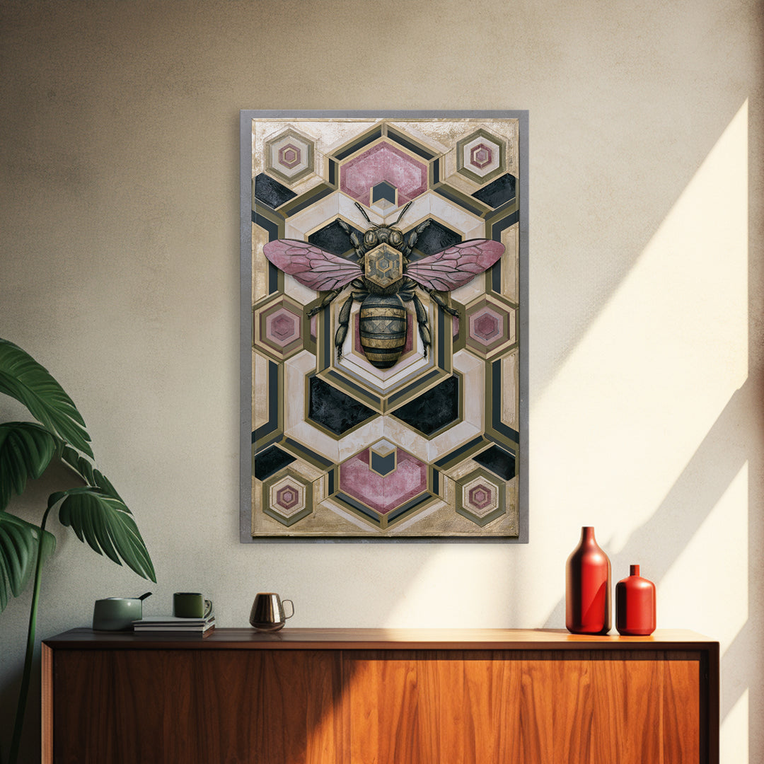 Hexagon Honeycomb Pattern Canvas Print, Sacred Geometry Art, Wall Hanging, Living Room Decor, Fine Art, Geometry, Wabi Sabi Art, SGA-2x3-96