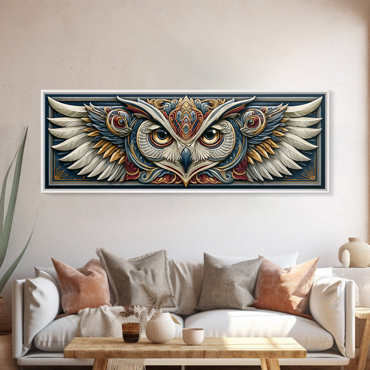 Sacred Owl Formed from Symmetrical Linework Canvas Print, Sacred Geometry Art, Wall Decor, Living Room Decor, Geometry, SGA-3x1-10