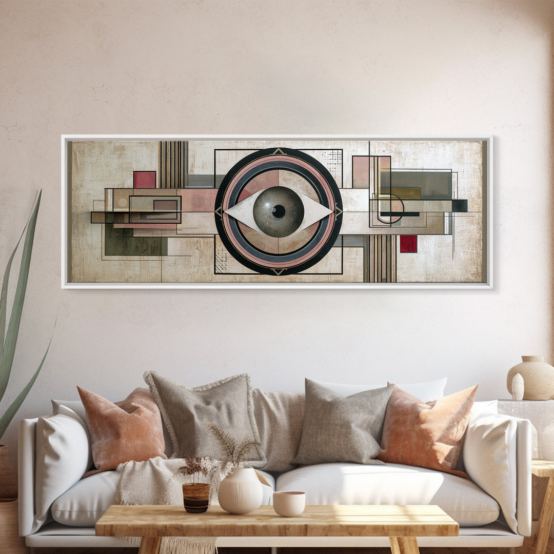 Cosmic Eye Inside Geometric Frame Canvas Print, Sacred Geometry Art, Spiritual Wall Art, Living Room Decor, Abstract Art, SGA-3x1-11