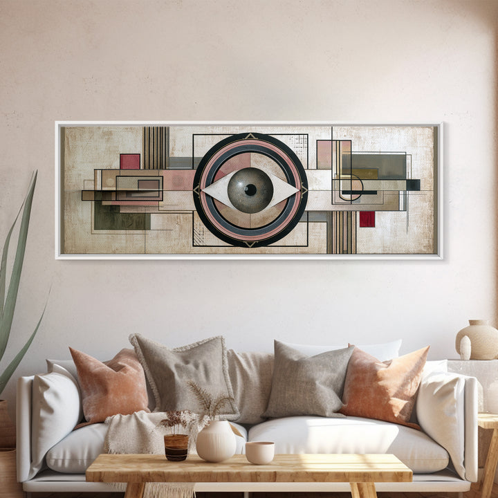 Cosmic Eye Inside Geometric Frame Canvas Print, Sacred Geometry Art, Spiritual Wall Art, Living Room Decor, Abstract Art, SGA-3x1-11