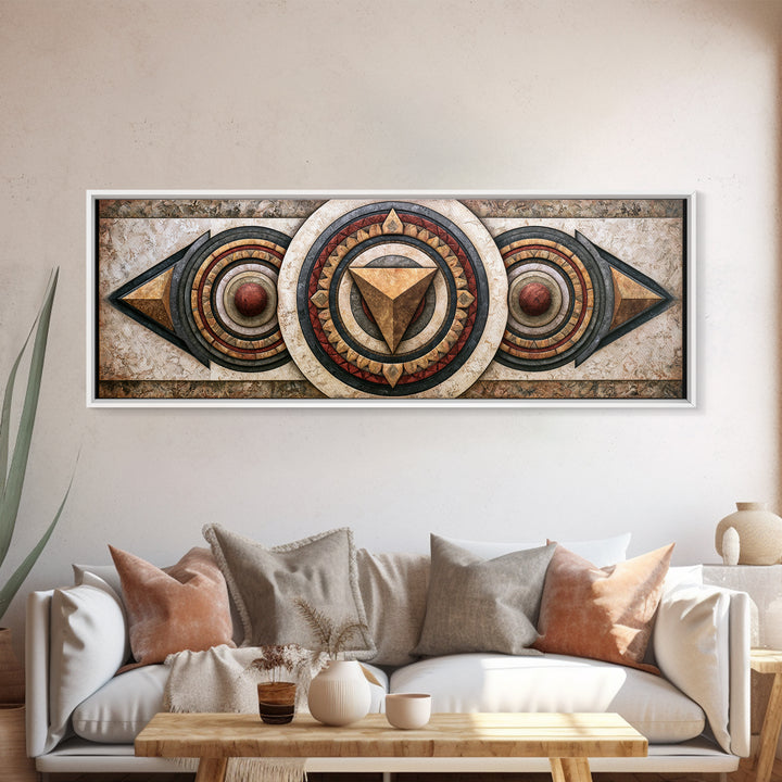 Concentric Circles and Triangles Canvas Print, Sacred Geometry Art, Floral Prints, Living Room Decor, Abstract Art, Geometry, SGA-3x1-25