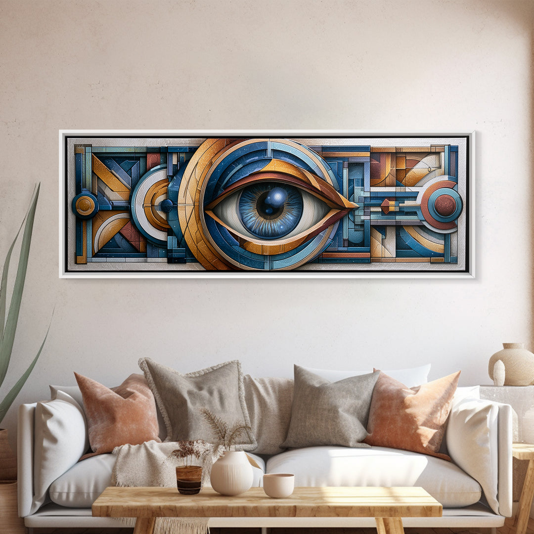 Cosmic Eye Inside Geometric Frame Canvas Print, Sacred Geometry Art, Art Print, Living Room Decor, Fine Art, Geometry, SGA-3x1-35