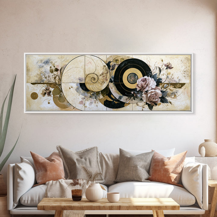 Golden Ratio Spiral Canvas Print, Sacred Geometry Art, Minimalist Wall Art, Living Room Decor, Geometry, Zen Home Decor, SGA-3x1-46