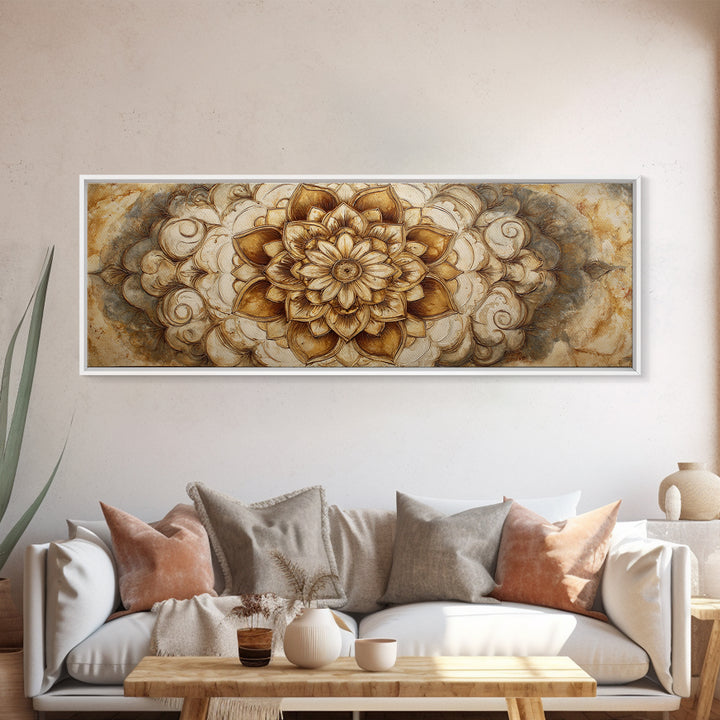 Triangle Mountain Landscape Framed Canvas Print, Sacred Geometry Art, Canvas Wall Art, Living Room Decor, Fine Art, Geometry, SGA-3x1-9