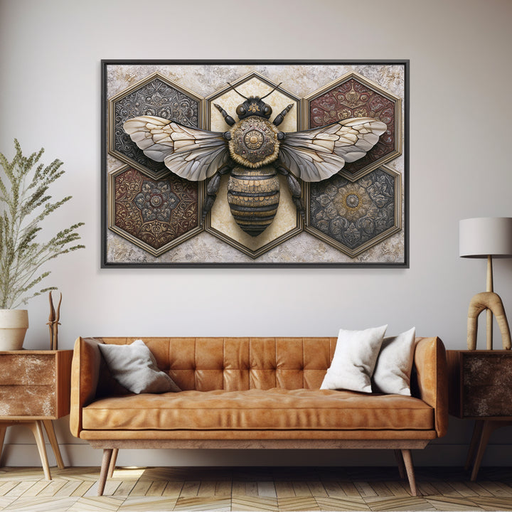 Hexagon Honeycomb Pattern Canvas Print, Sacred Geometry Art, Geometric Wall Art, Living Room Decor, Watercolor Art, Geometry, SGA-3x2-44
