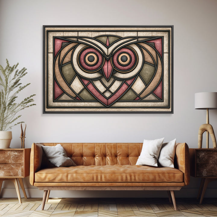 Sacred Owl Formed from Symmetrical Linework Canvas Print, Sacred Geometry Art, Boho Decor, Living Room Decor, Geometry, SGA-3x2-46