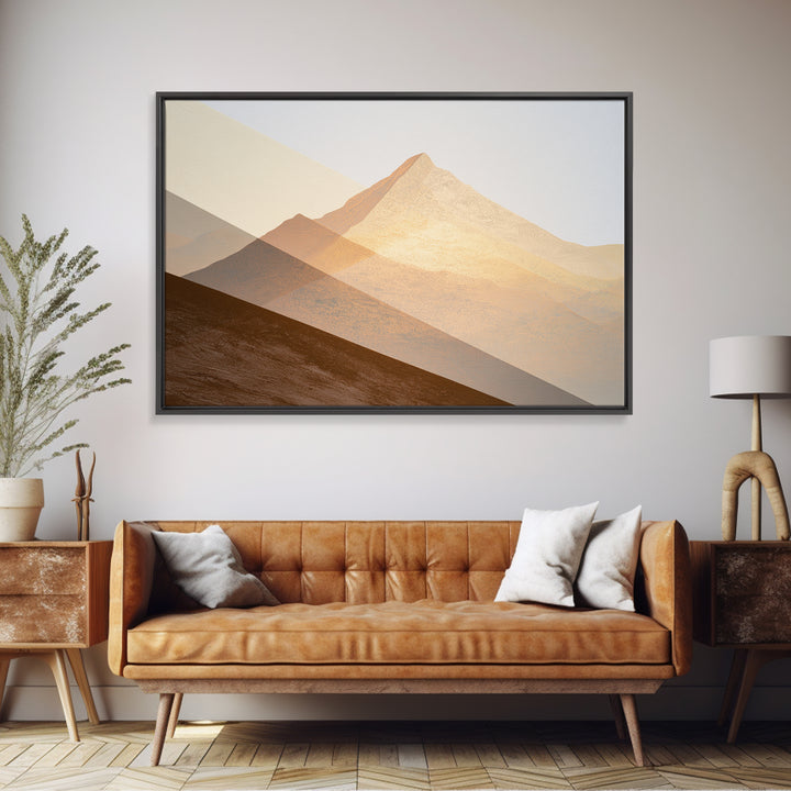 Triangle Mountain Landscape Framed Canvas Print, Sacred Geometry Art, Mandala Wall Art, Living Room Decor, Fine Art, Geometry, SGA-3x2-69