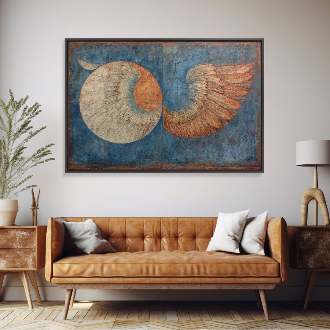 Moon Phase Mandala Framed Canvas Print, Sacred Geometry Art, Floral Prints, Living Room Decor, Geometry, Gallery Decor, SGA-3x2-90