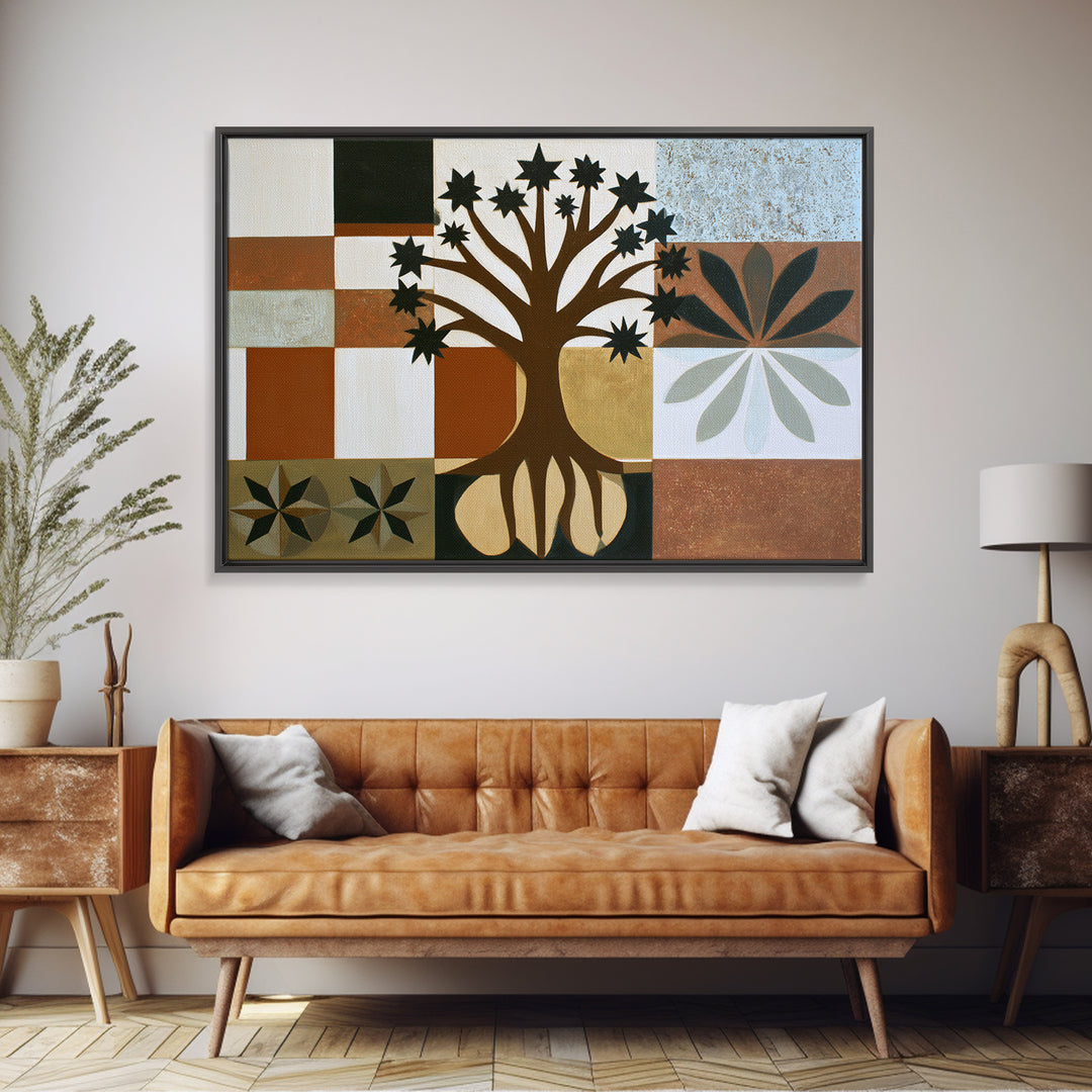 Geometric Tree of Life Framed Canvas Print, Sacred Geometry Art, Fall Decor, Living Room Decor, Abstract Art, Geometry, SGA-3x2-91