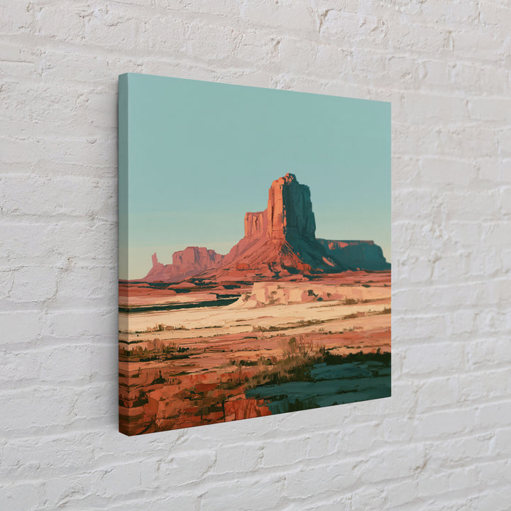 Desert Mesas in Terracotta and Turquoise Framed Canvas Print, Southwestern Art, Modern Decor, Southwestern Decor, Mesa, SOU-1x1-1