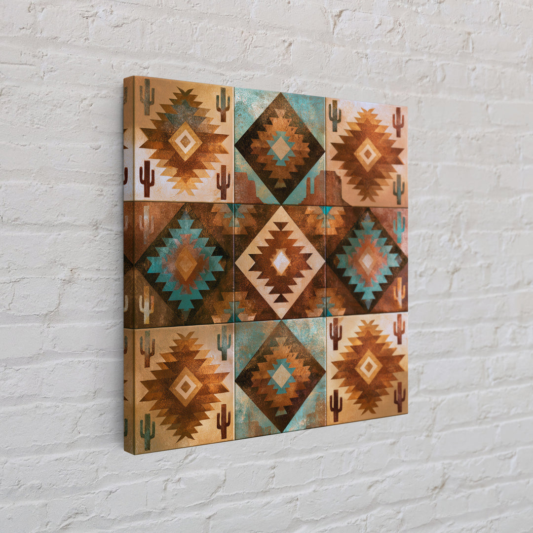 Navajo Geometric Pattern Framed Canvas Print, Southwestern Art, Western Wall Art, Southwestern Decor, Abstract Art, Mesa, SOU-1x1-52