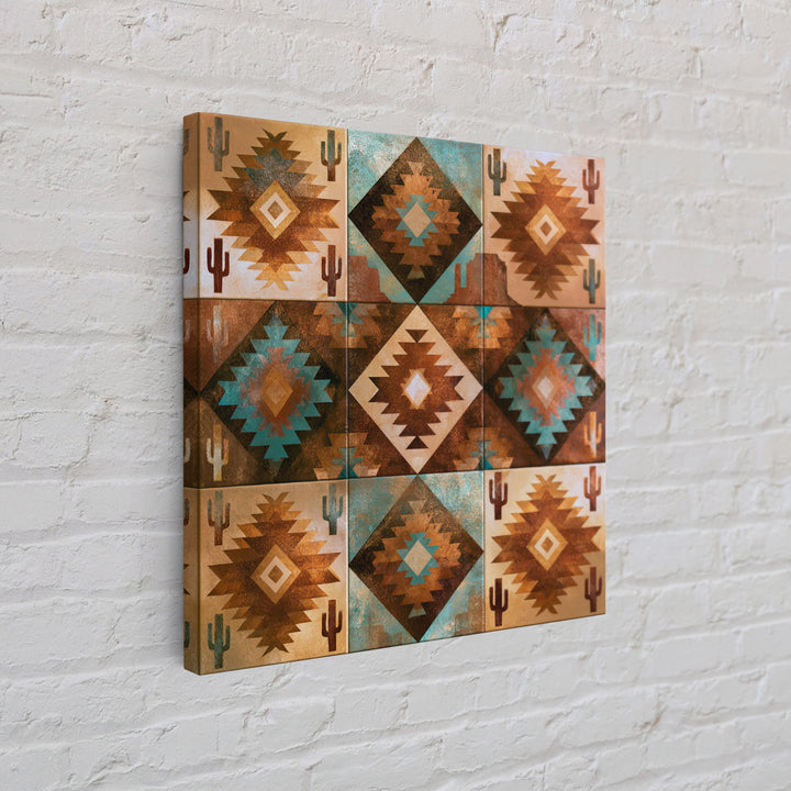 Navajo Geometric Pattern Framed Canvas Print, Southwestern Art, Western Wall Art, Southwestern Decor, Abstract Art, Mesa, SOU-1x1-52