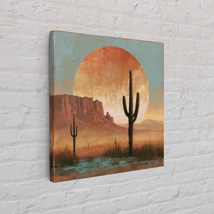 Saguaro Cactus under Enormous Sunset Framed Canvas Print, Southwestern Art, Fine Art Print, Southwestern Decor, Fine Art, Mesa, SOU-1x1-74