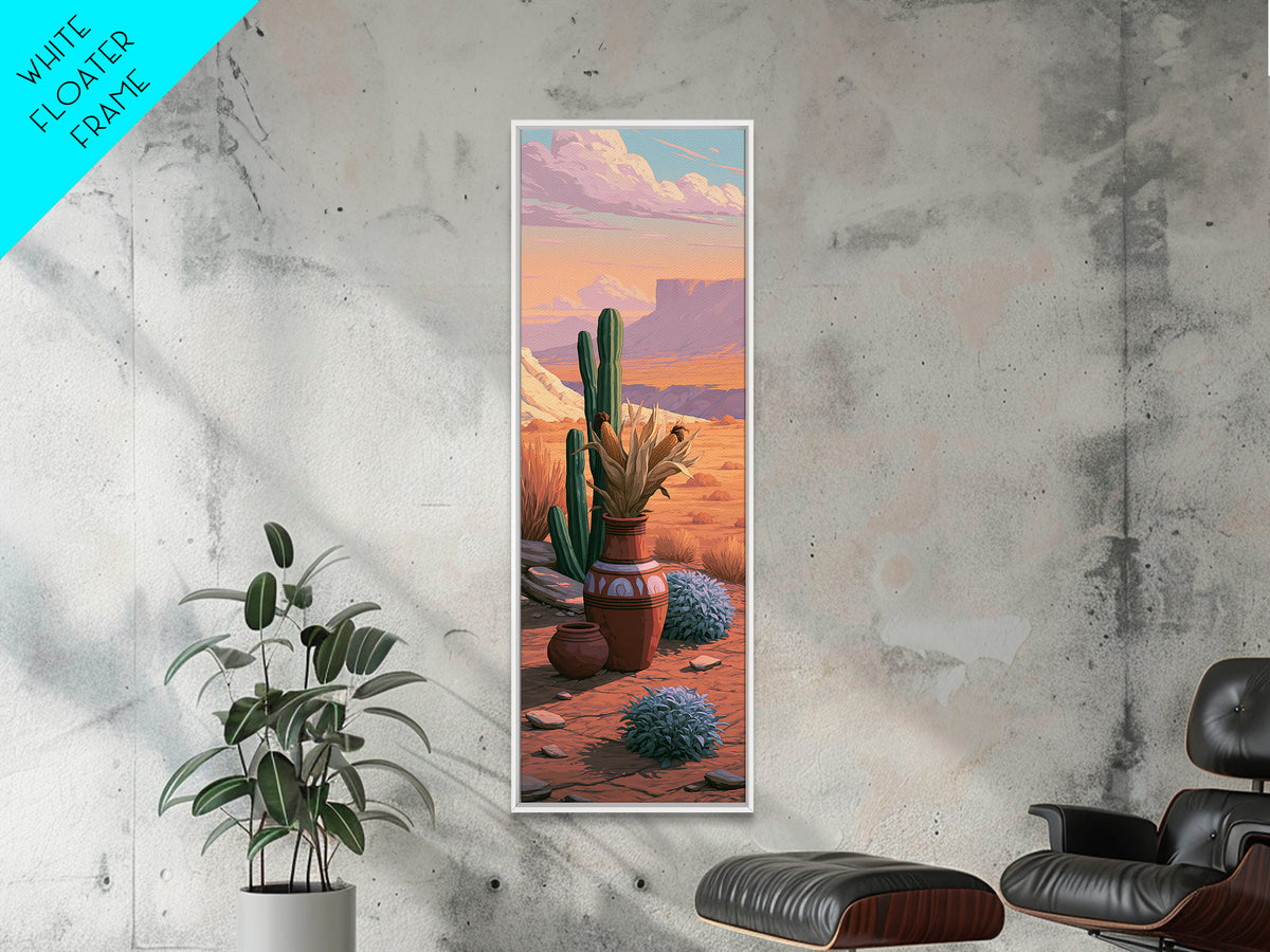 Pueblo Pottery Still Life Canvas Print, Southwestern Art, Prints Wall Art, Southwestern Decor, Fine Art, Mesa, Tile Art, SOU-1x3-35