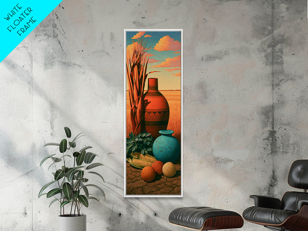 Pueblo Pottery Still Life Canvas Print, Southwestern Art, Landscape Art, Southwestern Decor, Fine Art, Mesa, Statement Artwork, SOU-1x3-59
