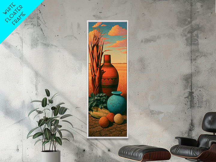 Pueblo Pottery Still Life Canvas Print, Southwestern Art, Landscape Art, Southwestern Decor, Fine Art, Mesa, Statement Artwork, SOU-1x3-59