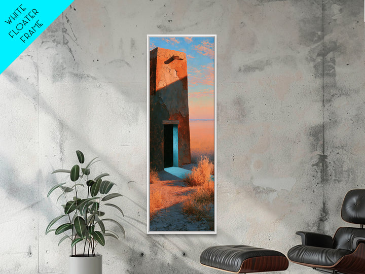 Adobe Doorway with Turquoise Blue Shadow Canvas Print, Southwestern Art, Printable Wall Art, Southwestern Decor, Fine Art, Mesa, SOU-1x3-65