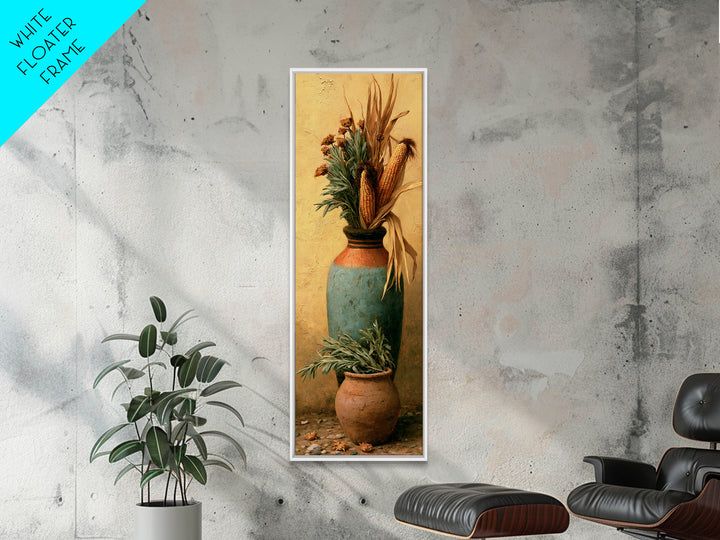 Pueblo Pottery Still Life Framed Canvas Print, Southwestern Art, Antique Oil Painting, Southwestern Decor, Fine Art, Mesa, SOU-1x3-83