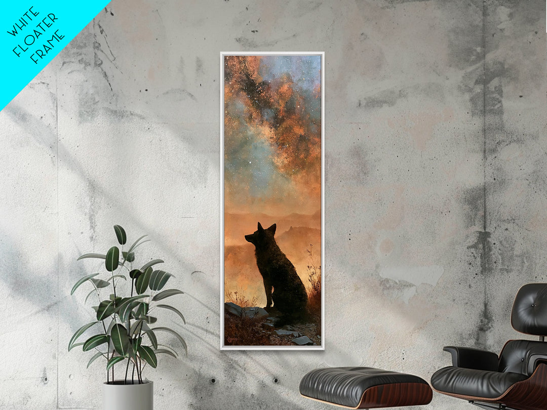 Coyote Silhouette Beneath Starry Sky Canvas Print, Southwestern Art, Art Print, Southwestern Decor, Watercolor Art, Mesa, SOU-1x3-99