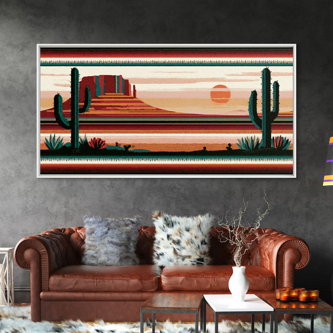 Navajo Geometric Pattern Canvas Print, Southwestern Art, Painting, Southwestern Decor, Abstract Art, Mesa, Tapestry Wall Art, SOU-2x1-48