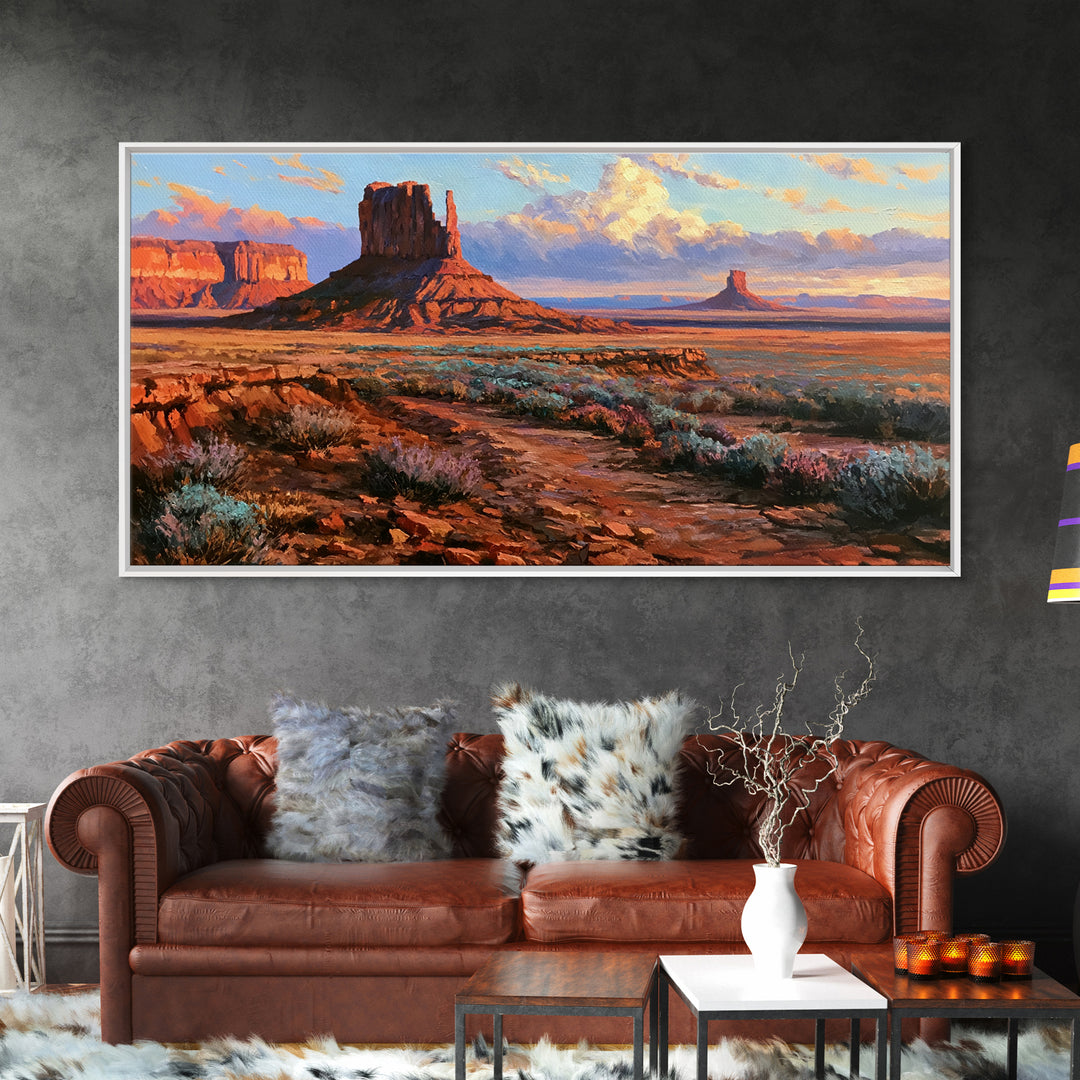 Desert Mesas in Terracotta and Turquoise Canvas Print, Southwestern Art, Western Wall Art, Southwestern Decor, Fine Art, Mesa, SOU-2x1-69
