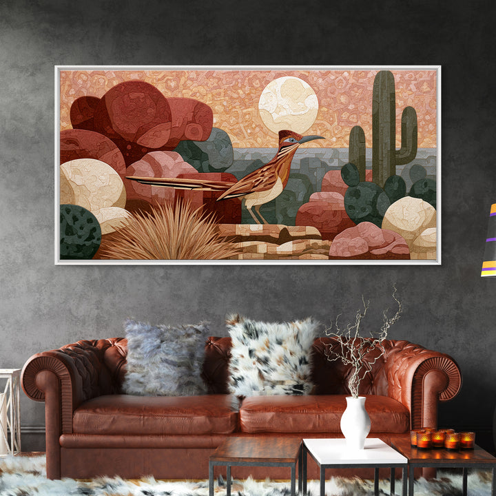 Roadrunner under a Pale Desert Moon Canvas Print, Southwestern Art, Western Decor, Southwestern Decor, Fine Art, Mesa, SOU-2x1-76
