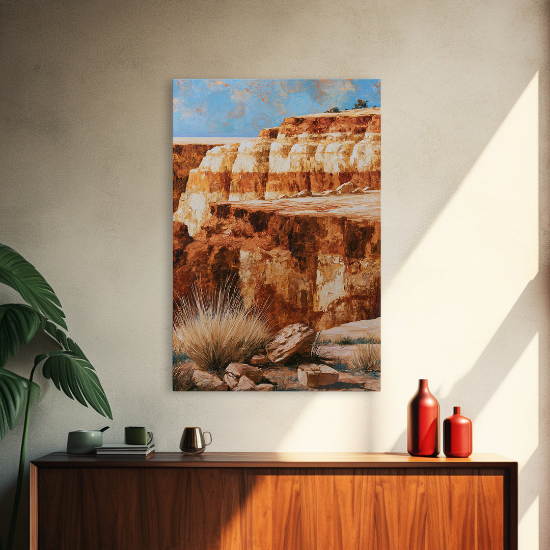 Abstract Canyon Layers Canvas Print, Southwestern Art, Wall Decor, Southwestern Decor, Oil Painting, Mesa, Boho Decor, SOU-2x3-50