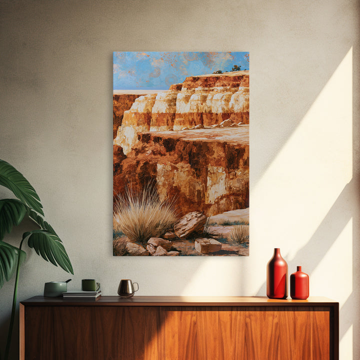 Abstract Canyon Layers Canvas Print, Southwestern Art, Wall Decor, Southwestern Decor, Oil Painting, Mesa, Boho Decor, SOU-2x3-50