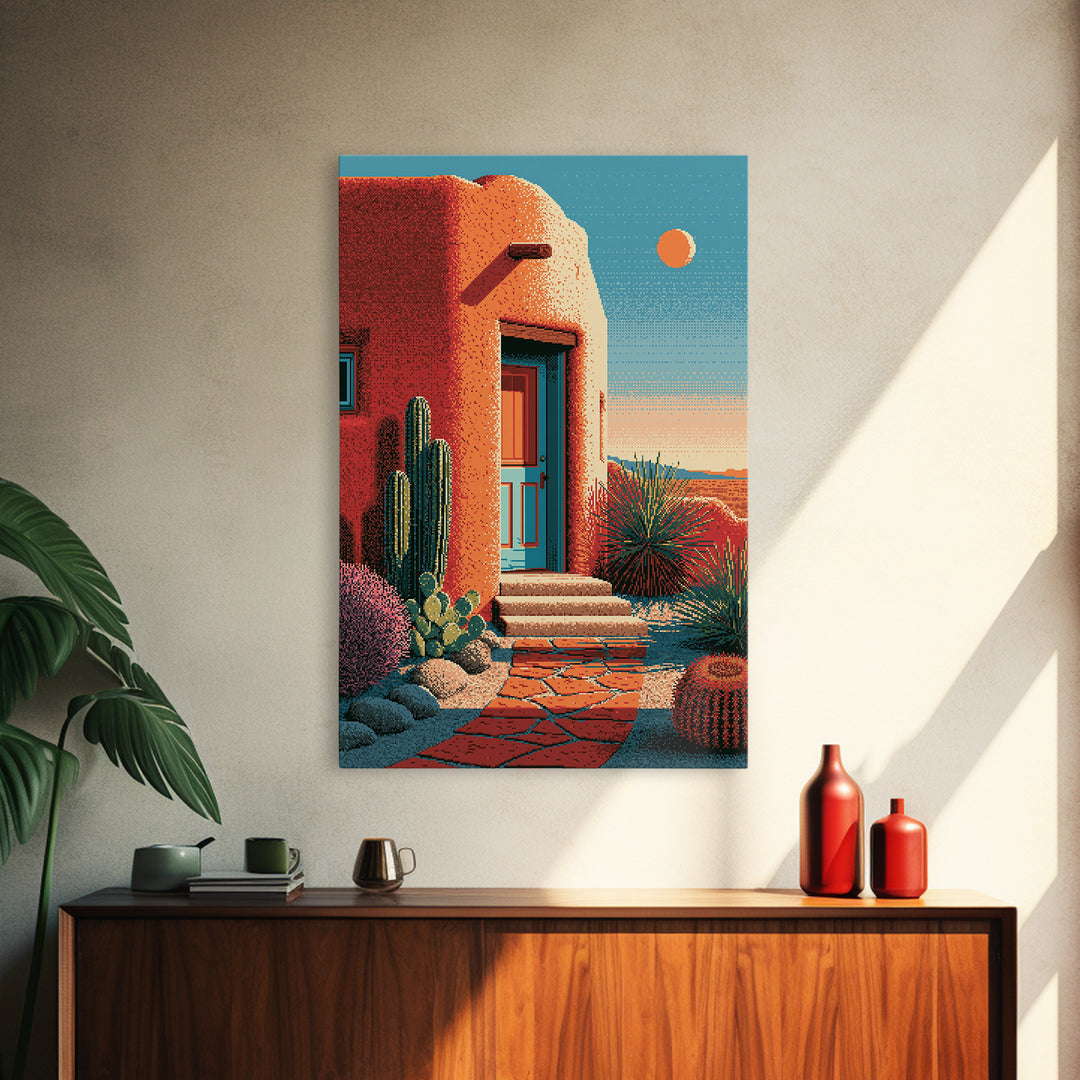 Adobe Doorway with Turquoise Blue Shadow Canvas Print, Southwestern Art, Western Decor, Southwestern Decor, Fine Art, Mesa, SOU-2x3-61