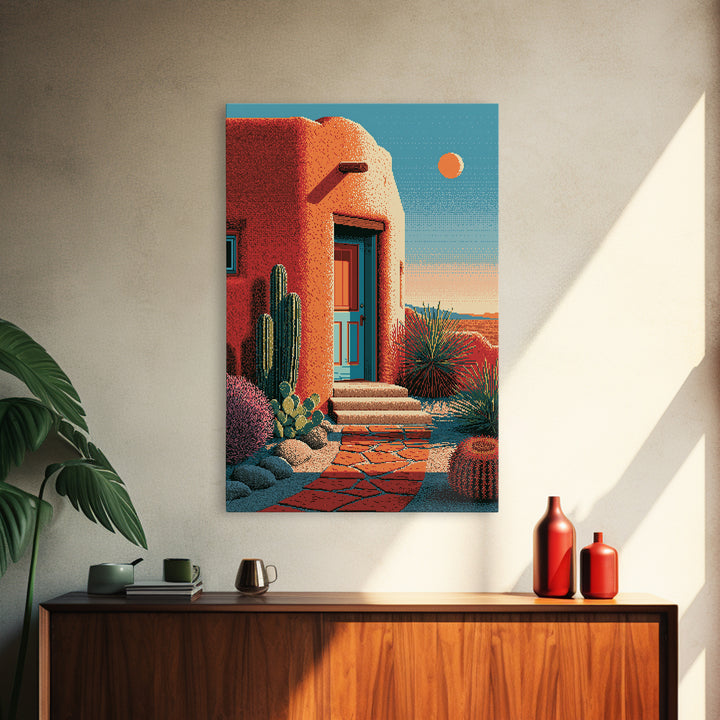 Adobe Doorway with Turquoise Blue Shadow Canvas Print, Southwestern Art, Western Decor, Southwestern Decor, Fine Art, Mesa, SOU-2x3-61
