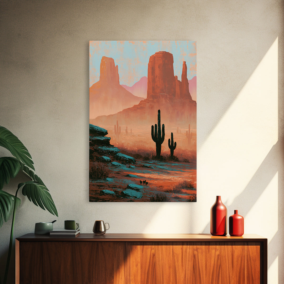 Monument Valley Silhouette Canvas Print, Southwestern Art, Oil Painting, Southwestern Decor, Fine Art, Mesa, Oil Paintings, SOU-2x3-66