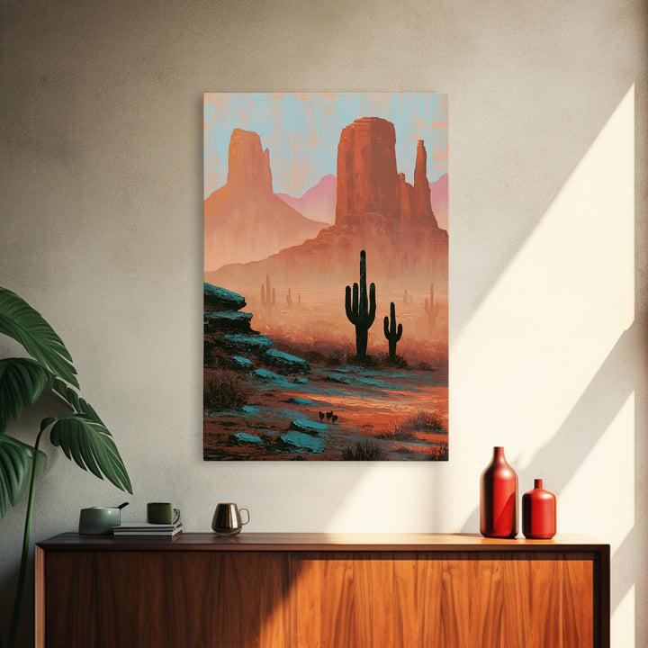 Monument Valley Silhouette Canvas Print, Southwestern Art, Oil Painting, Southwestern Decor, Fine Art, Mesa, Oil Paintings, SOU-2x3-66