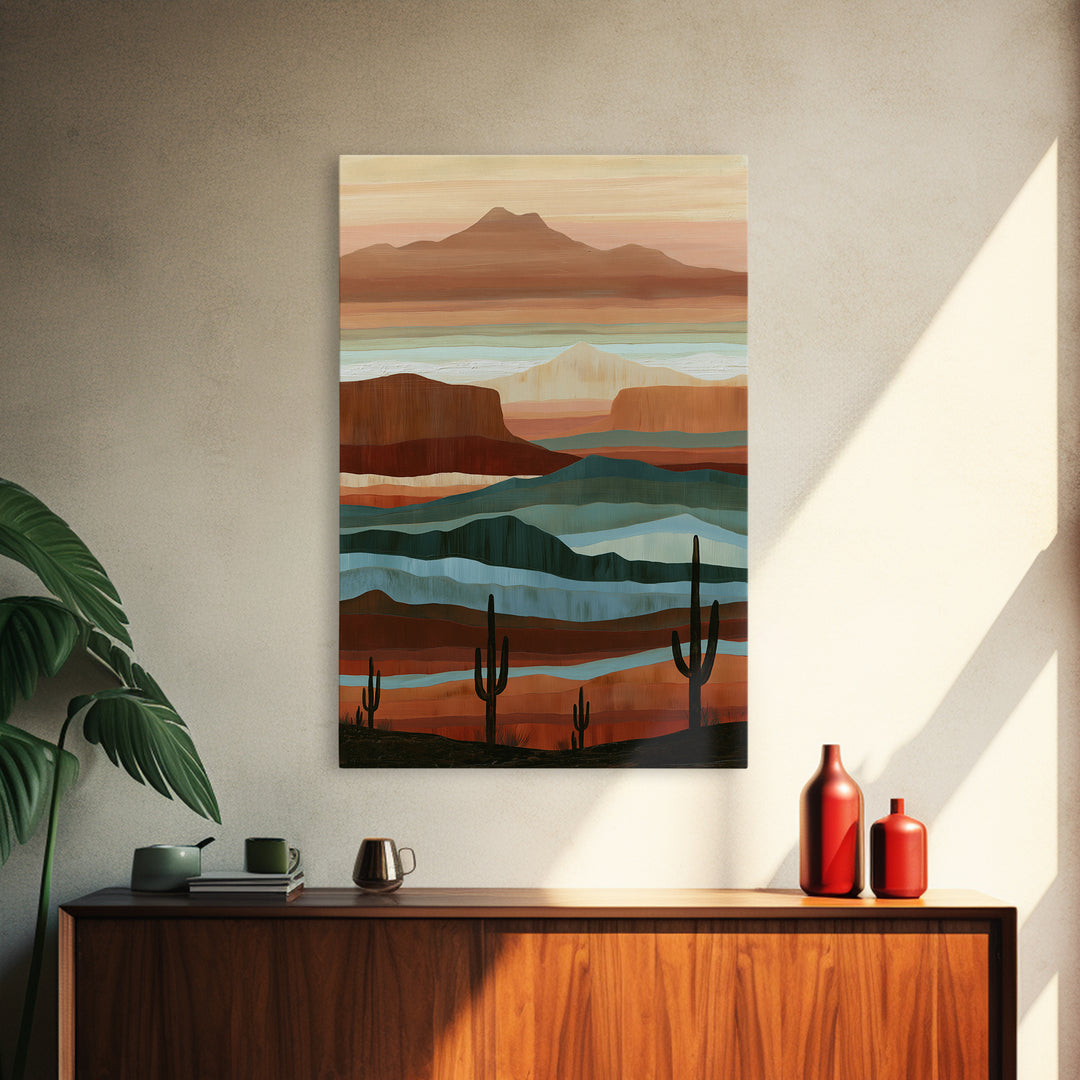 Abstract Canyon Layers Framed Canvas Print, Southwestern Art, Large Wall Art, Southwestern Decor, Mesa, Farmhouse Wall Art, SOU-2x3-74